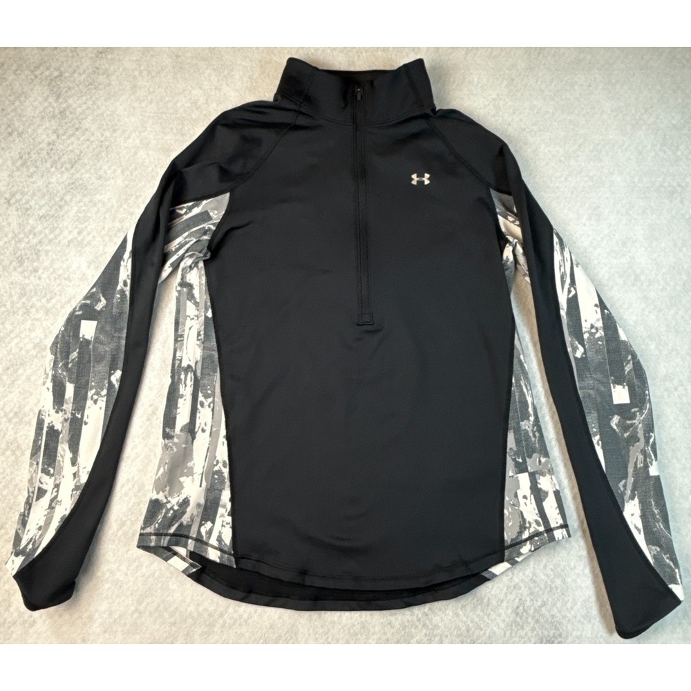 Under Armour ColdGear Womens Large Black 1/4 Zip Fitted Performance Pullover NEW